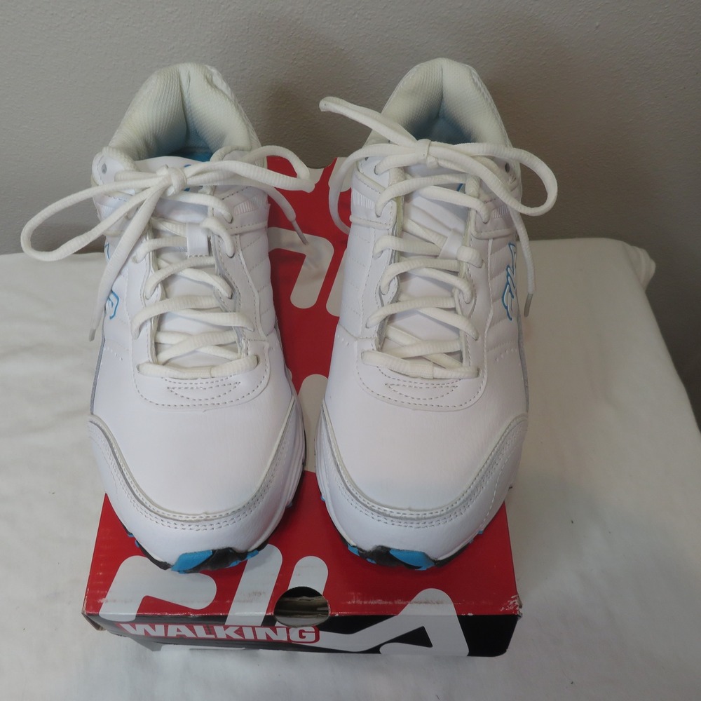 Fila Memory Sporter Womens Walking Shoes White Blue 5HAW0000-162 Size 8.5 EEEE